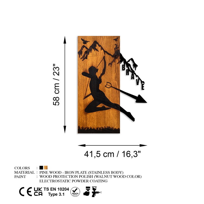 Wallity Brave Accesorio Decorativo de Pared de Madera y Metal Nogal y Negro Wallity Brave Accesorio Decorativo de Pared de Madera y Metal Nogal y Negro